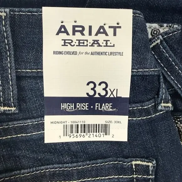 Ariat REAL Denim High Rise Flare Jeans Fringe Detail Women’s 33XL - Picture 5 of 11